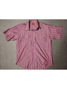 Vintage Plains Western Shirt Pearl Snap Short Sleeve Burgundy Men's Size L